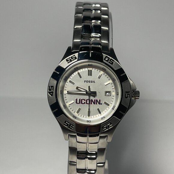 UConn Huskies NCAA Stainless-Steel Women's Watch by Fossil NEW - Picture 2 of 6
